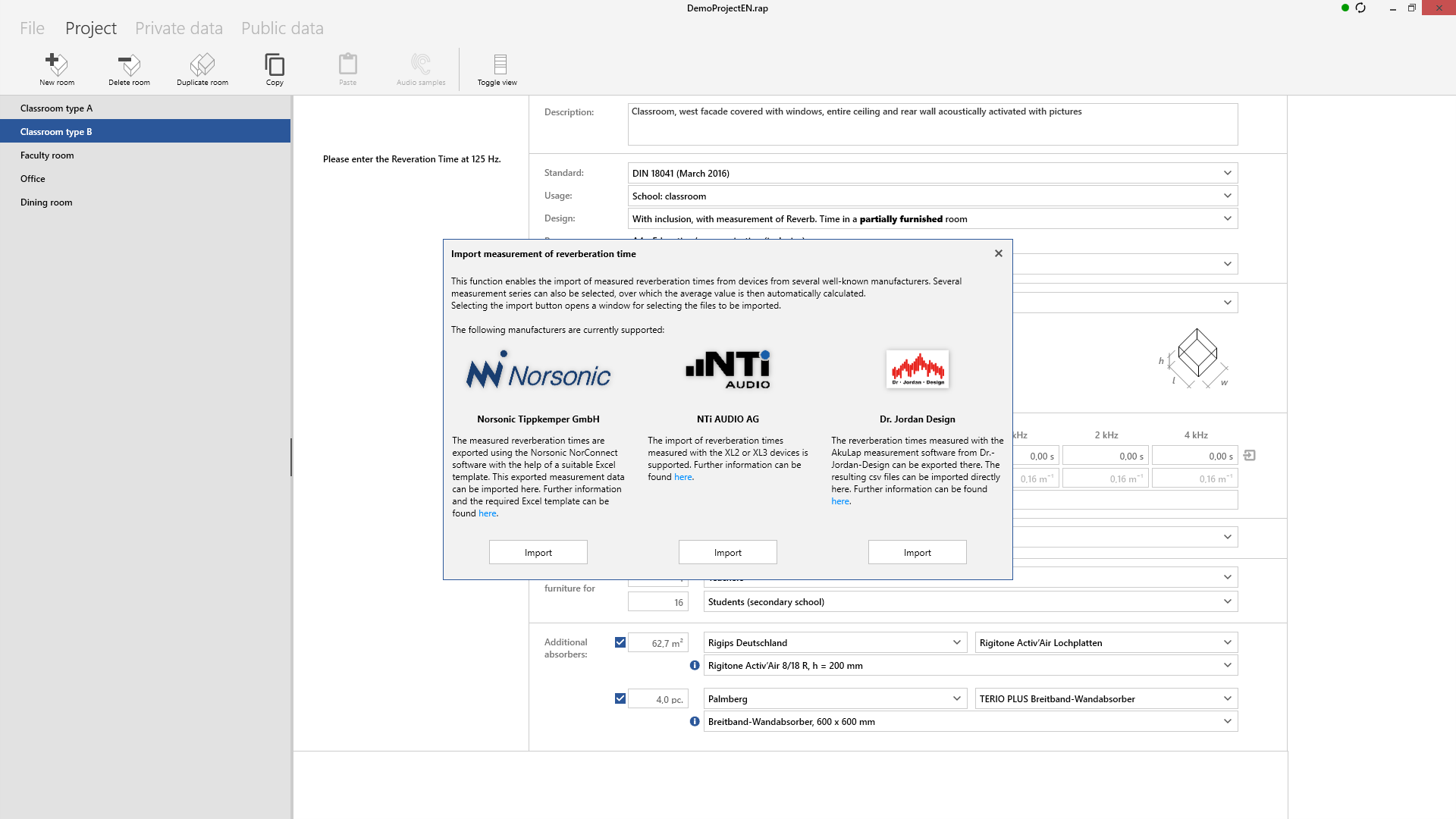 Sarooma room acoustics calculator DesktopApp screenshot